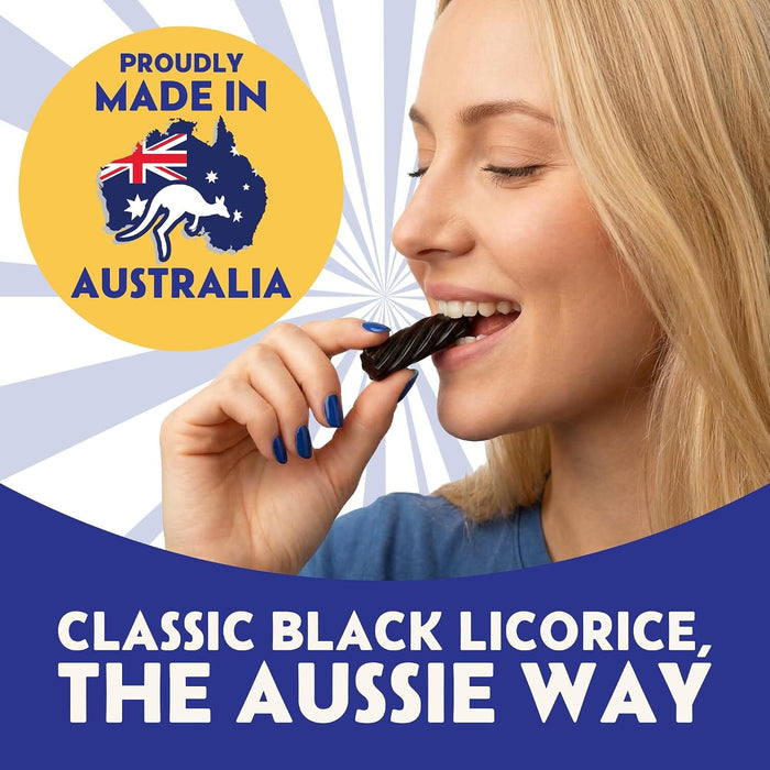 Snackathon Australian Licorice Candy, Natural Black Twists