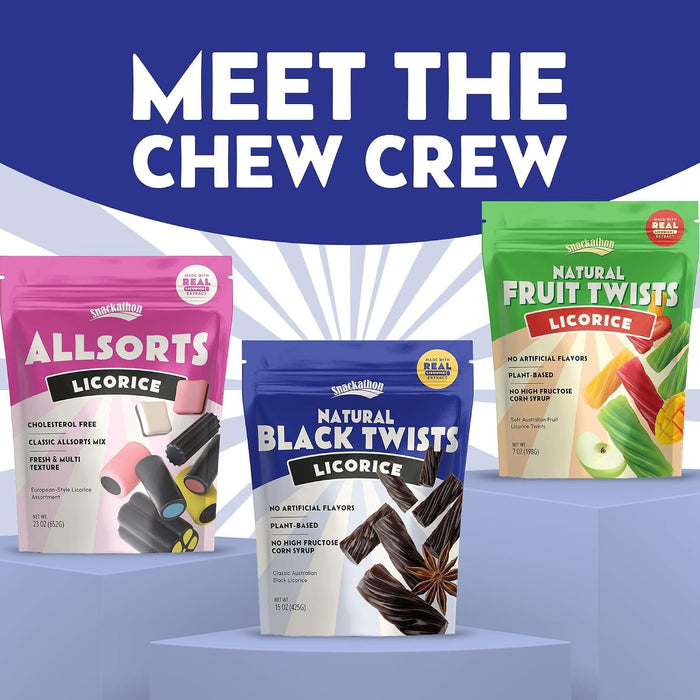 Snackathon Australian Licorice Candy, Natural Black Twists