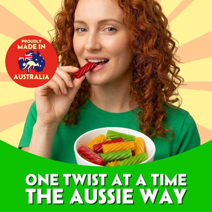 Snackathon Australian Licorice Candy, Mixed Fruit Flavors, Soft & Chewy Gourmet Licorice Twists