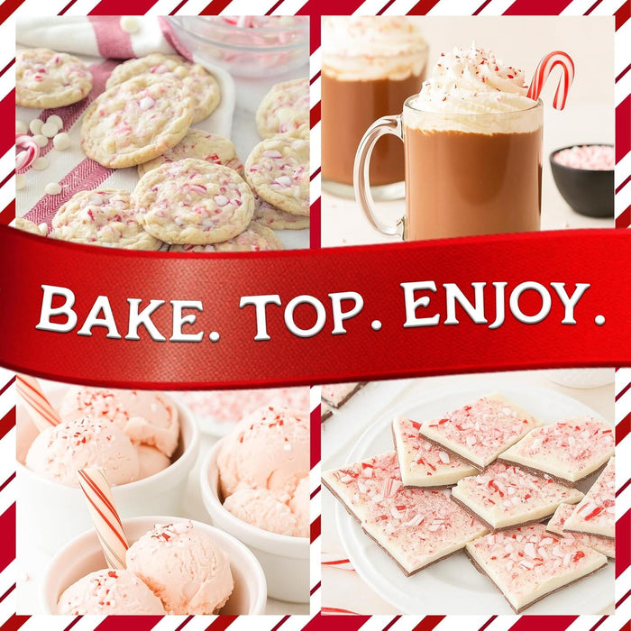 Snackathon Crushed Peppermint Candy Pieces, Natural Red & White Mint Bits, 8 OZ Resealable Bag – Topping for Baking, Hot Cocoa, Ice Cream, Christmas Cookies & Holiday Desserts